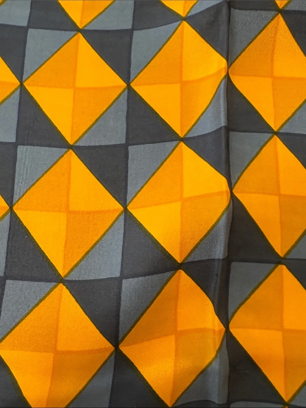 Geometric Yellow and Blue Silk Scarf